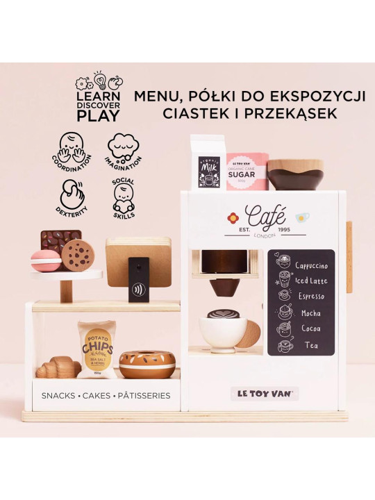 Drewniana kawiarnia dla dzieci, sklep, zabawa w odgrywanie ról, Le Toy Van Drewniana kawiarnia dla dzieci, sklep, zabawa w odgrywanie ról, Le Toy Van