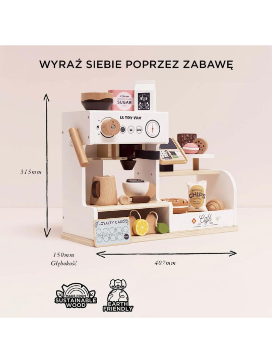 Drewniana kawiarnia dla dzieci, sklep, zabawa w odgrywanie ról, Le Toy Van Drewniana kawiarnia dla dzieci, sklep, zabawa w odgrywanie ról, Le Toy Van