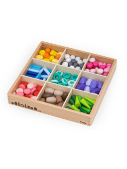 VIGA Klocki Drewniane Edukacyjne Układanka Montesori 58el