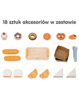 VIGA Drewniana Mini Piekarnia Sklepik Stragan z Wypiekami 16el.