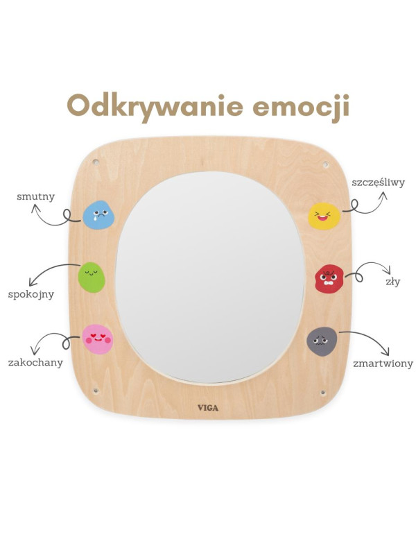 VIGA Drewniana Tablica z Lustrem i Emotkami VIGA Drewniana Tablica z Lustrem i Emotkami