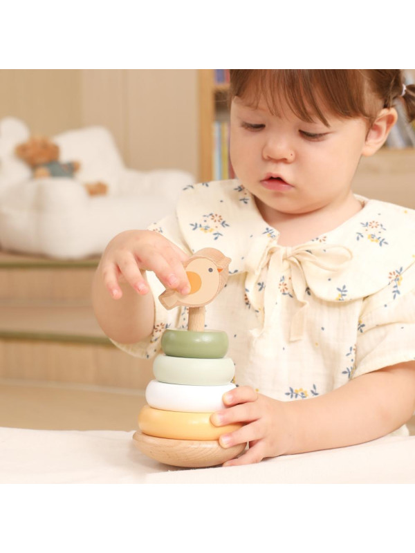 VIGA PolarB Drewniana Piramidka Edukacyjna - Ptaszek