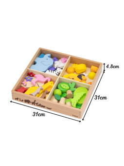 VIGA Drewniane Klocki Kolorowe Opowieści Tropikalne Pudełko 55el.