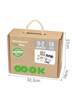 WOOPIE GREEN Box Pudełko XXL Montessori Edukacyjne 7w1 Sensoryczne 0-2 Miesiące 18el. FSC