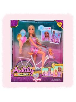 WOOPIE ROYAL Lalka Lily Rowerzystka Bobas w Foteliku Rower