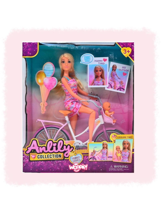 WOOPIE ROYAL Lalka Lily Rowerzystka Bobas w Foteliku Rower