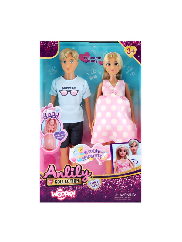 WOOPIE ROYAL Zestaw Lalek Rodzina Lily w Ciąży Tata Niemowlak