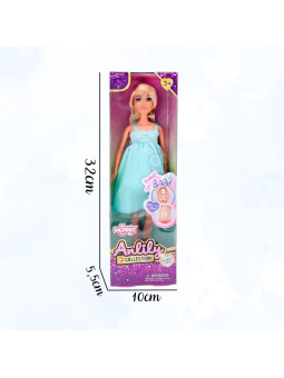 WOOPIE ROYAL Lalka Lily z Brzuszkiem w Ciąży Niemowlak Błękitna Sukienka