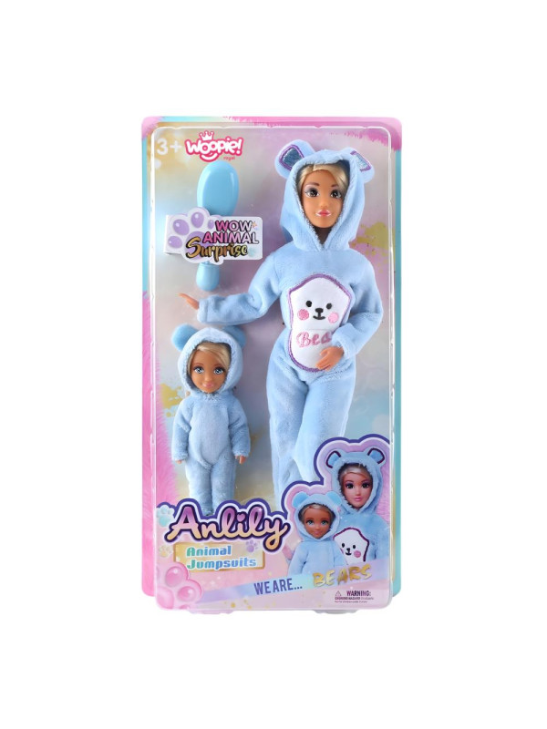 WOOPIE ROYAL Lalki Kombinezony Niebieskie Misie Zestaw 2szt.