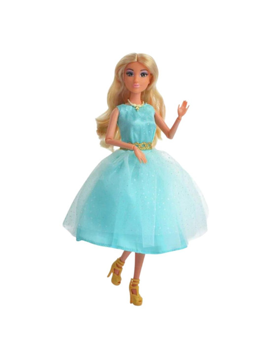 WOOPIE ROYAL Lalka Lily 30 cm Długie Blond Włosy Elegancka Turkusowa Sukienka