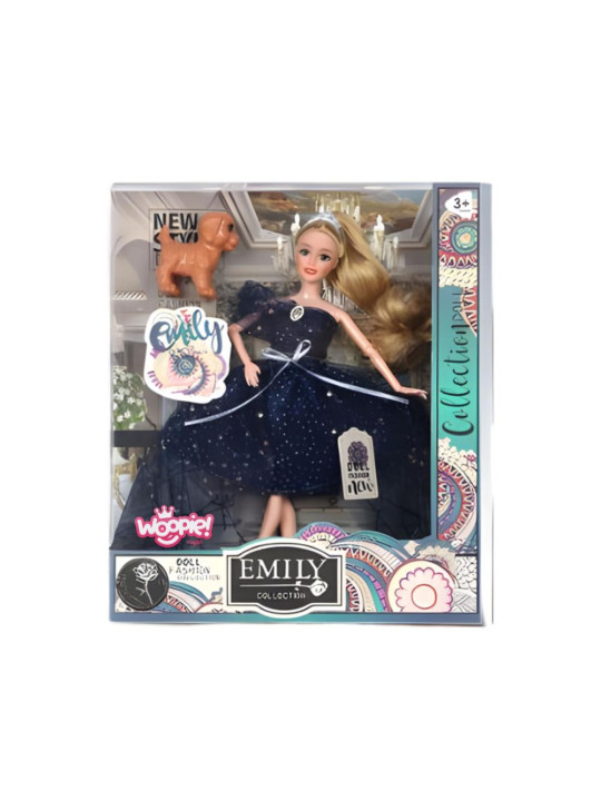 WOOPIE ROYAL Lalka Emi w Koronie i Czarnej Sukni Piesek