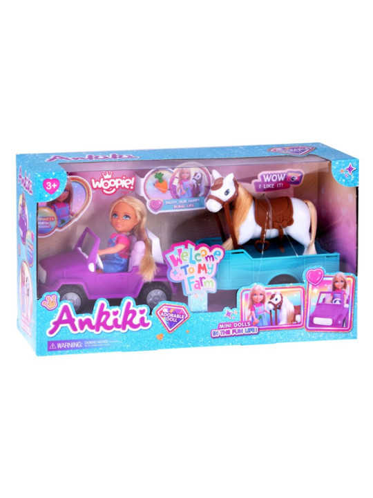 WOOPIE ROYAL Lalka Niki Zestaw z Koniem Samochodem i Przyczepą