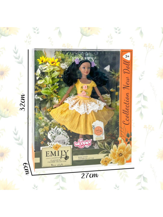 WOOPIE ROYAL Lalka Emi 32 cm Modny Strój i Piękne Czarne Włosy