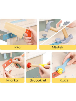 WOOPIE GREEN Drewniany Warsztat STEM Zestaw z Narzędziami