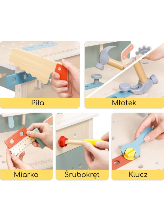 WOOPIE GREEN Drewniany Warsztat STEM Zestaw z Narzędziami