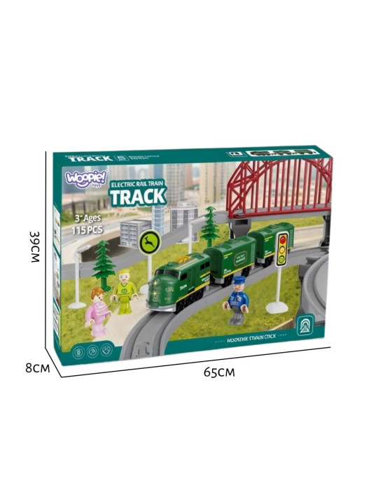 WOOPIE Nowoczesna Kolejka Elektryczna Tor XXL Lokomotywa Cargo Zestaw 128 el.