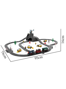 WOOPIE Elektryczna Kolejka Tor Retro Ciuchcia Lokomotywa + 2 Wagony – Zestaw 76 el.