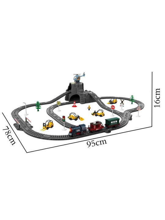 WOOPIE Elektryczna Kolejka Tor Retro Ciuchcia Lokomotywa + 2 Wagony – Zestaw 76 el.
