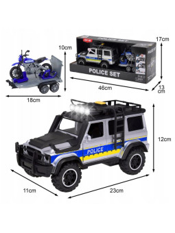 WOOPIE Zestaw Samochód Terenowy Policyjny z Przyczepą na Motocykl