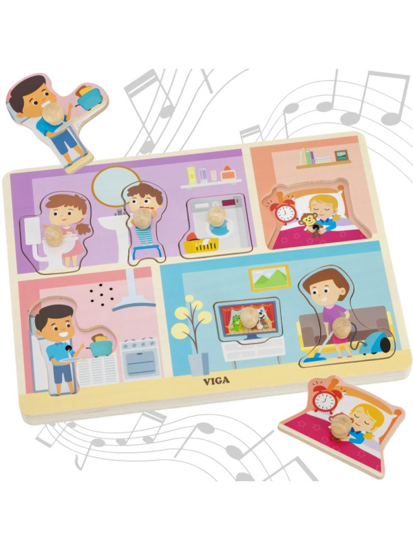 VIGA Puzzle Dźwiękowe Dopasuj Codzienne Aktywności
