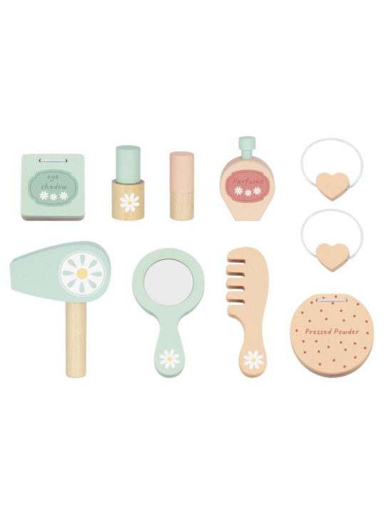 TOOKY TOY Drewniana Toaletka Motylek Akcesoria Lustro z Oświetleniem LED + Kosmetyki