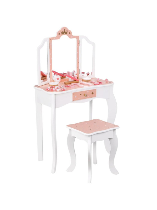 WOOPIE GREEN Drewniana Toaletka z Lustrem i Akcesoriami