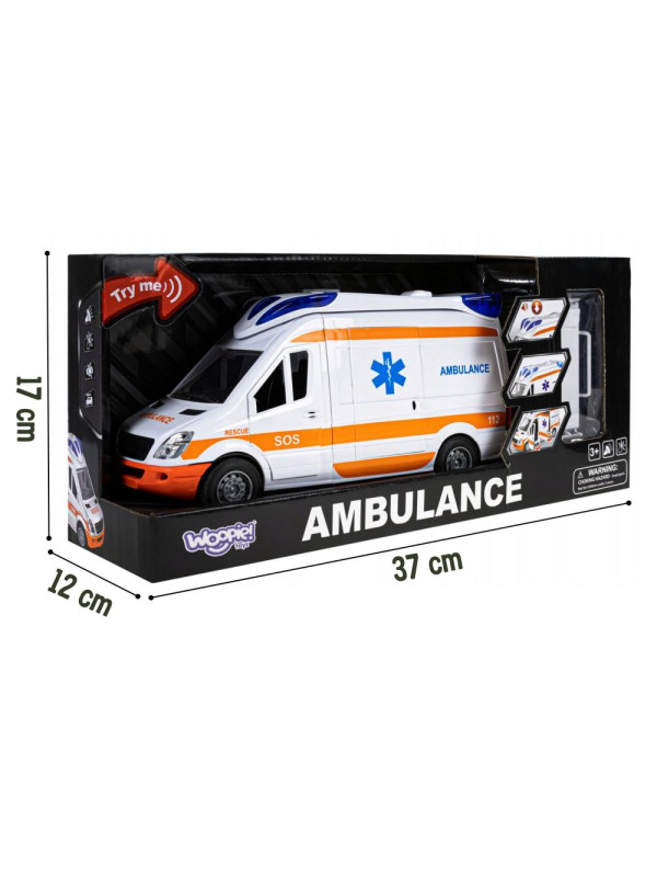 WOOPIE Pogotowie Karetka Ambulans Nosze w Zestawie + Sygnały Dźwiękowe I Świetlne