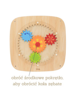 VIGA Drewniana Tablica z Kolorowymi Kołami Zębatymi