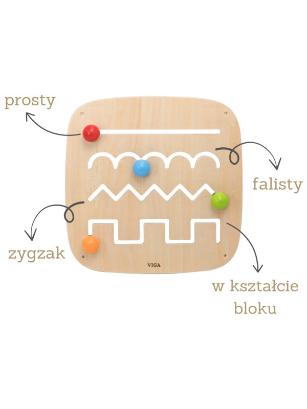 VIGA Drewniana Tablica Manipulacyjna Sensoryczna Labirynt