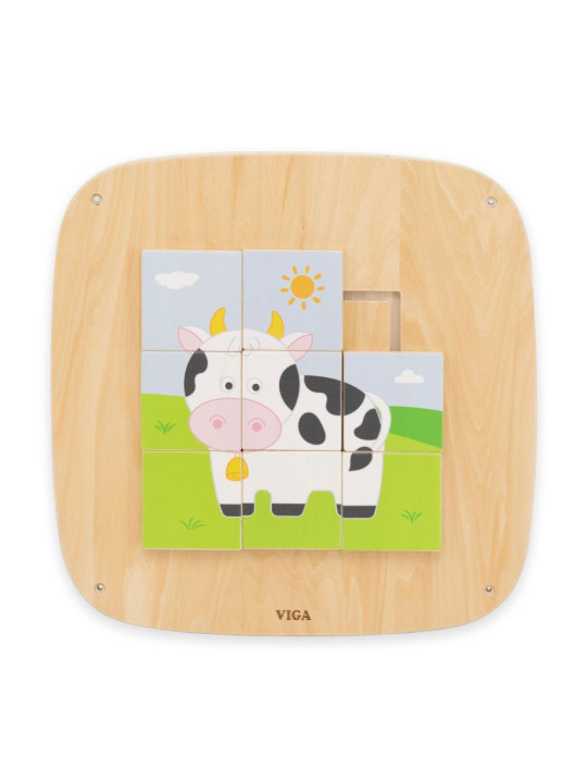 VIGA Drewniana Tablica Manipulacyjna Sensoryczna Układanka Obrazkowa