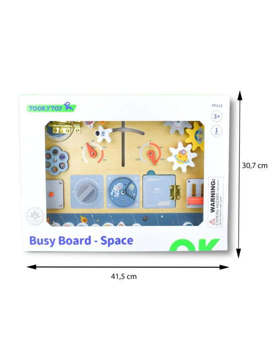 TOOKY TOY Drewniana Tablica Edukacyjna Montessori Astronauta Statek Kosmiczny
