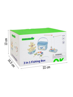 TOOKY TOY Drewniany Zestaw Morskich Zabawek Wieża Balansująca Łowienie Ryb Figurki 23 Elementy