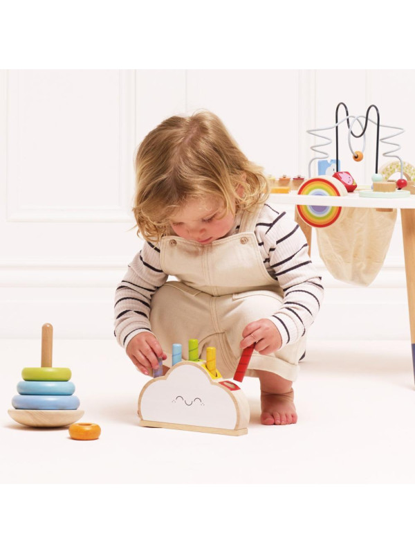 Tęczowa chmurka drewniana zabawka edukacyjna pierwsza gra dzieci Le Toy Van