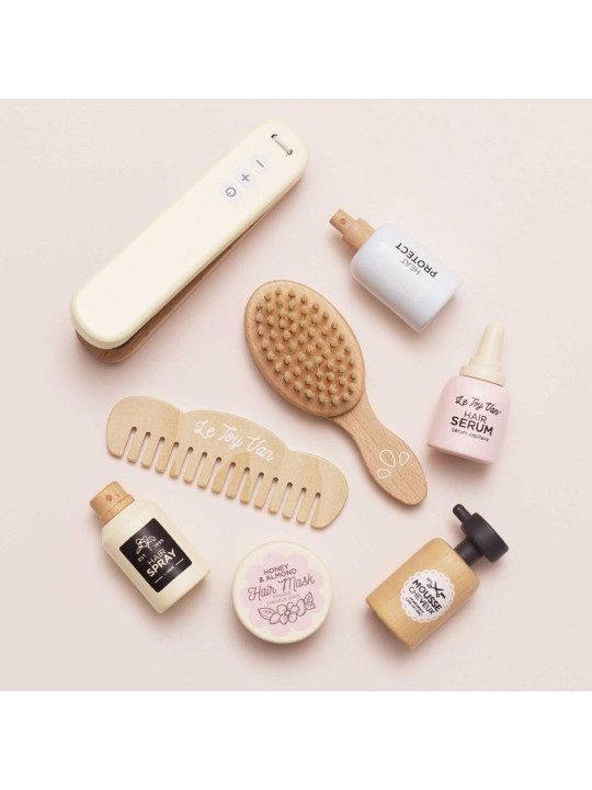 Drewniany zestaw fryzjer, prostowanie włosów, zabawka dla dzieci, Le Toy Van