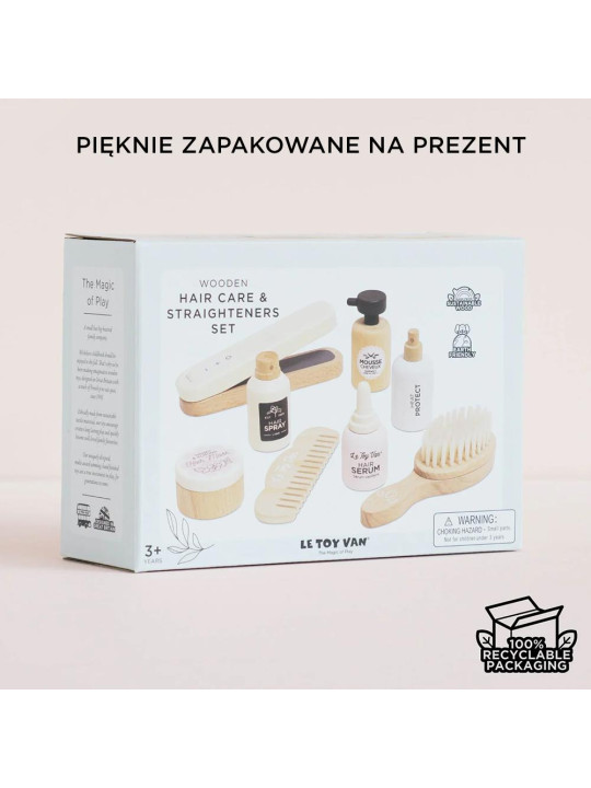 Drewniany zestaw fryzjer, prostowanie włosów, zabawka dla dzieci, Le Toy Van