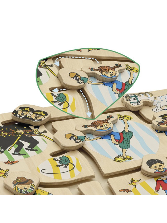 Drewniana układanka puzzle labirynt edukacyjna zabawka dla dzieci Pippi