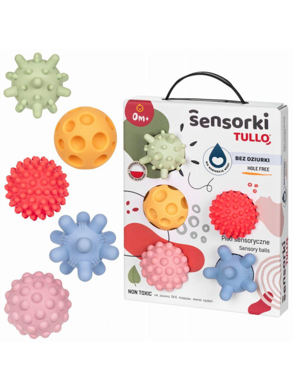 PASTELOWE Piłki Sensorki - 5 piłeczek bez dziurek