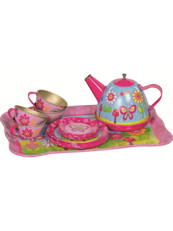Serwis herbaciany z filiżankami i talerzykami do zabawy dla dzieci Goki