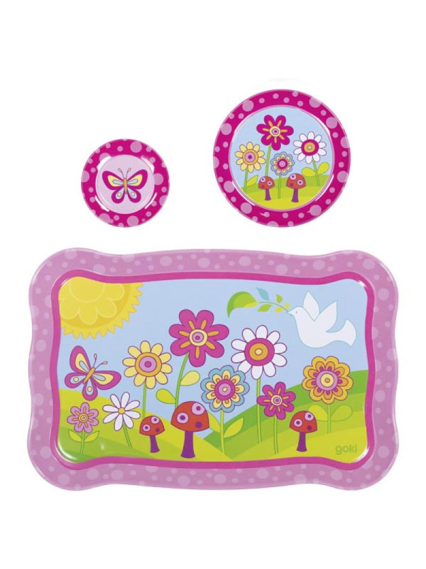 Serwis herbaciany z filiżankami i talerzykami do zabawy dla dzieci Goki