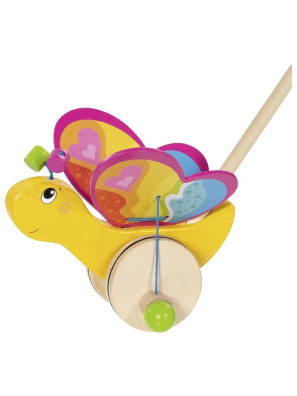 Drewniana Zabawka na kiju do pchania Motyl Labelle Goki