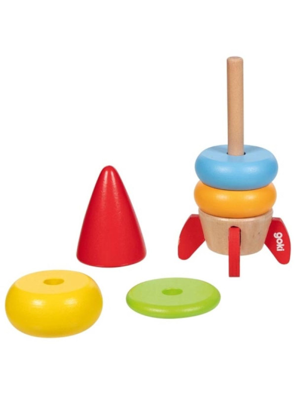 Wieża na paliku drewniana układanka Rakieta Goki