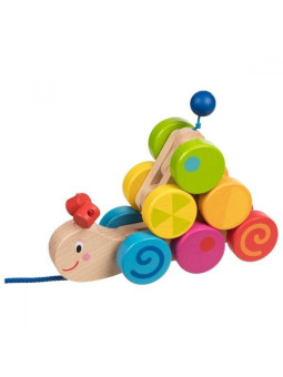 Drewniana gąsienica do ciągnięcia - zabawki do ciągnięcia goki - zabawka dla rocznego dziecka