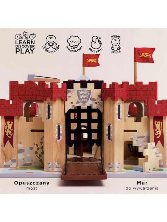Drewniany zamek Lionheart, zabawka dla dzieci, domek dla lalek, Le Toy Van