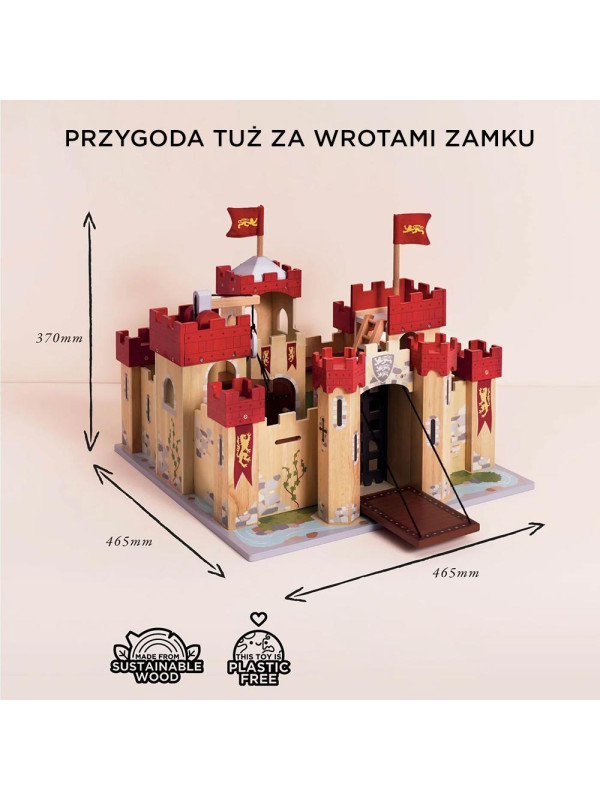 Drewniany zamek Lionheart, zabawka dla dzieci, domek dla lalek, Le Toy Van