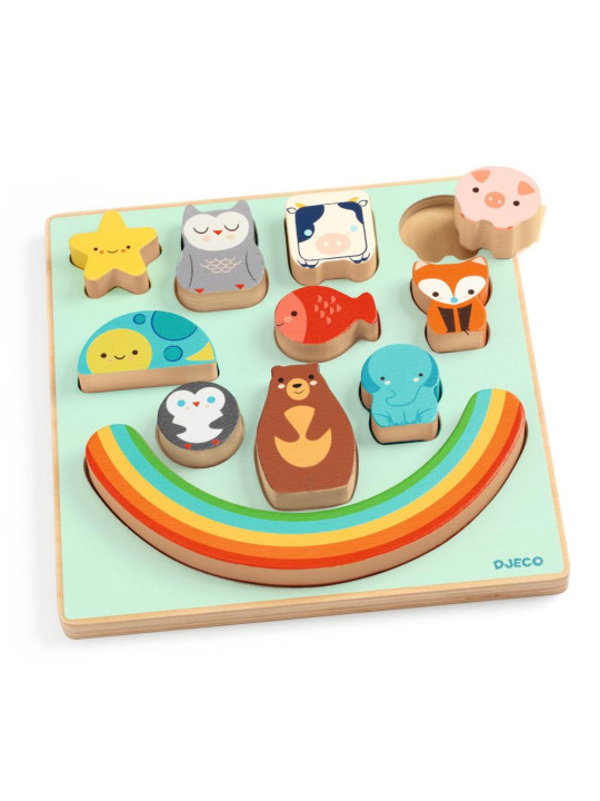 Układanka drewn. 2 w1 PUZZ & BOOM RAINBOW DJ01076