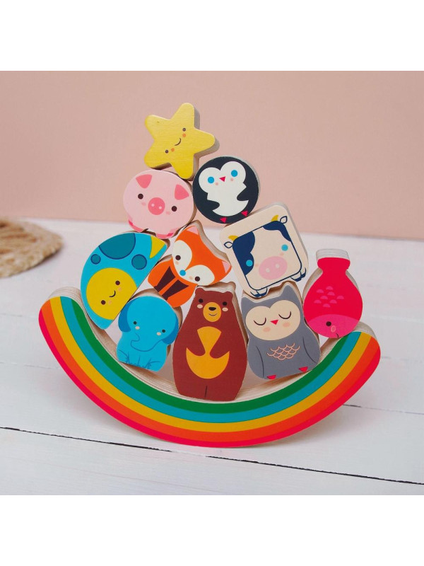 Układanka drewn. 2 w1 PUZZ & BOOM RAINBOW DJ01076