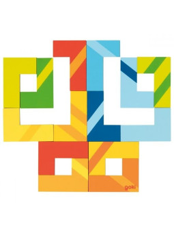 Puzzle geometryczne Goki - Puzzle zabawka montessori  - drewniane puzzle do układania