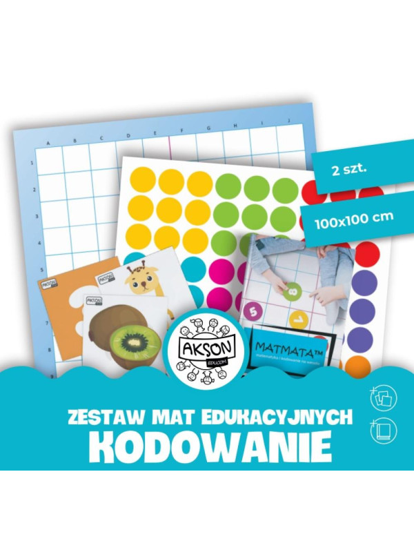 Mata animacyjna KODOWANIE 2 szt. 100x100 cm+ karty PDF+ książka MATMATA zestaw