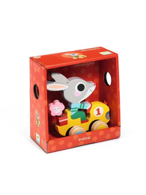 Drewniana zabawka do ciągnięcia królik DJ06225