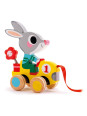 Drewniana zabawka do ciągnięcia królik DJ06225